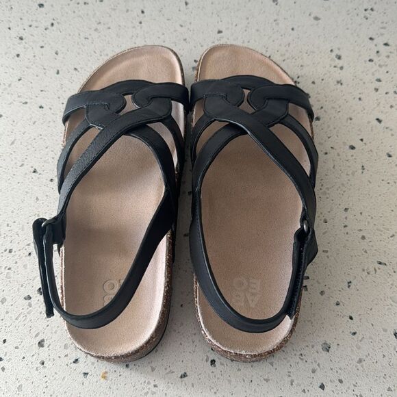 ABEO Lanai (Lacy) Women’s Size 9 Black Leather Sandals Comfortable Casual NWOB - Picture 2 of 12